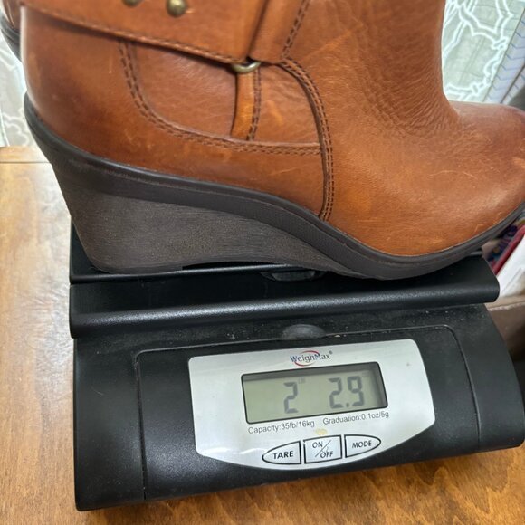 Clarks Boots Women's 7 Natira Kit GTX Wedge Ankle Booties Brown Leather Gore-Tex - Picture 14 of 14